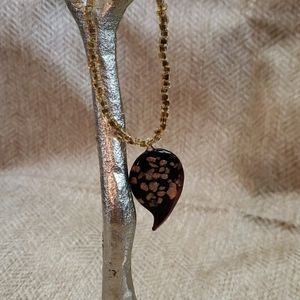 Dichroic glass pendant, beaded necklace